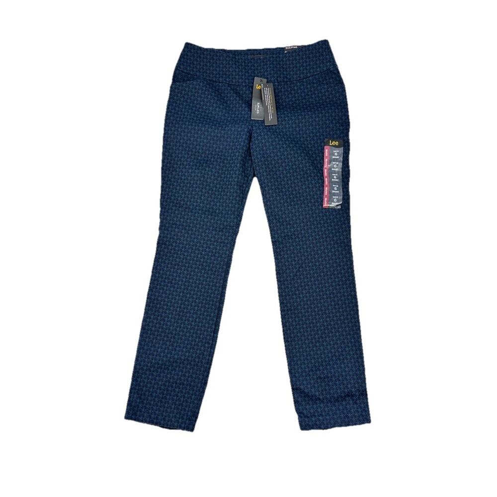 NEW Lee Size 6 Short Women Pull On Slim Leg Sculpting Pants Blue 27” In 26-23